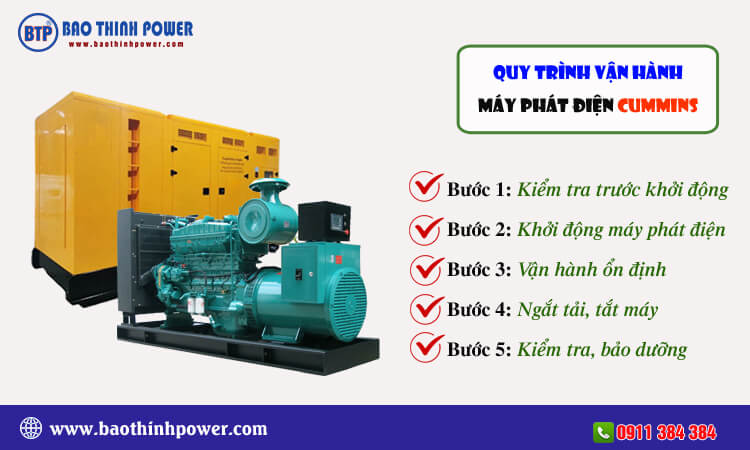 Quy trình vận hành máy phát điện Cummins 